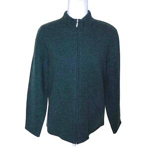 Talbots Wool Zip Front Jacket Coat Green Medium Womens Career Classic